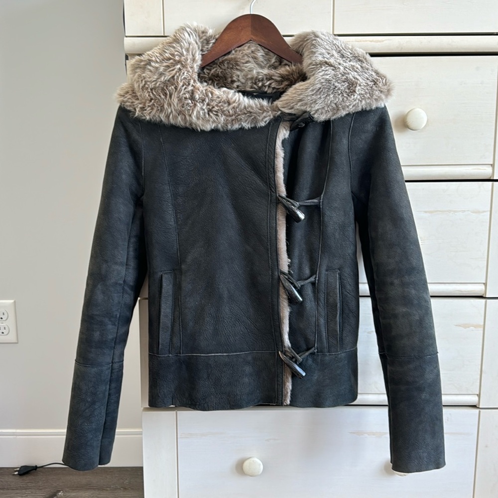 All saints Italian leather/fur coat